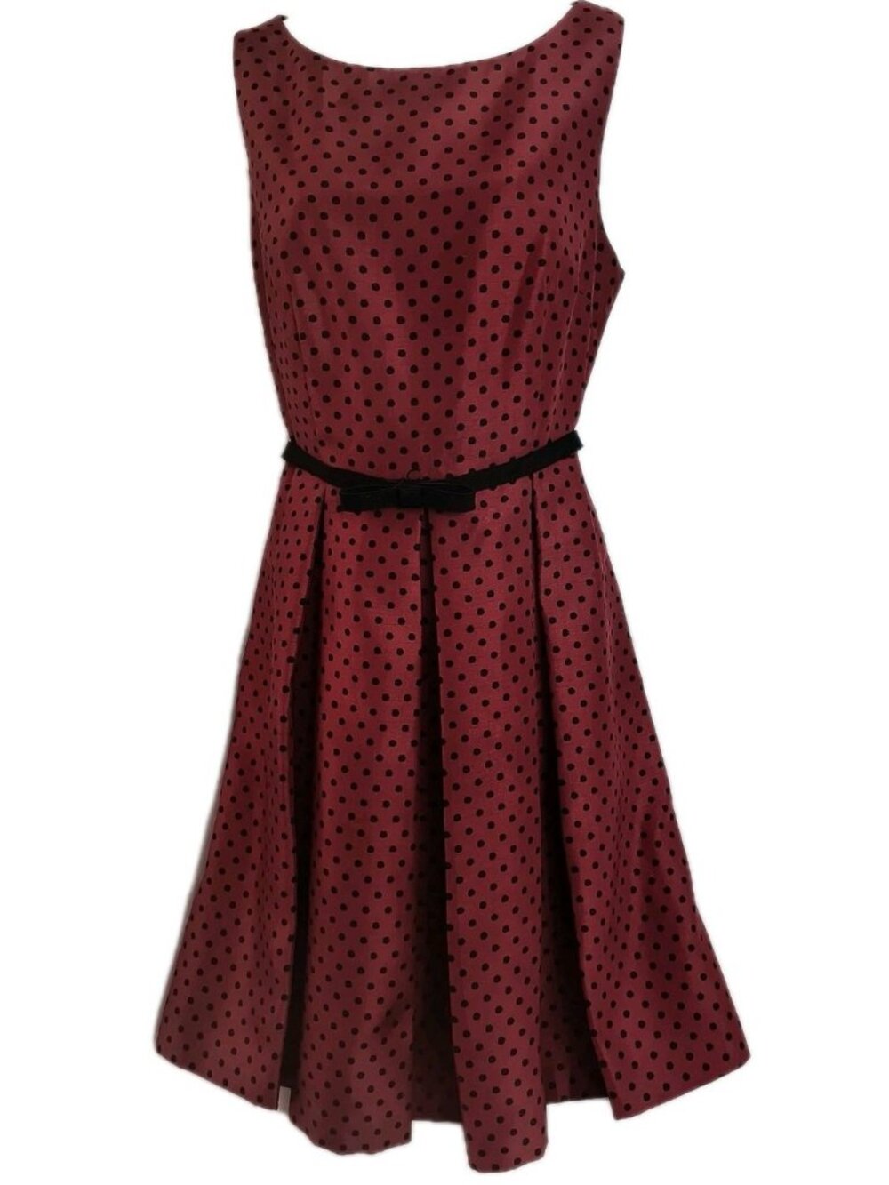 Danny And Nicole Red & Black Polka Dot Dress Size 8 fit flare Missing Belt